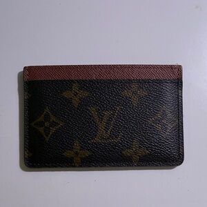 Louis Vuitton Monogram Card Holder - Black and Brown with Red Accent